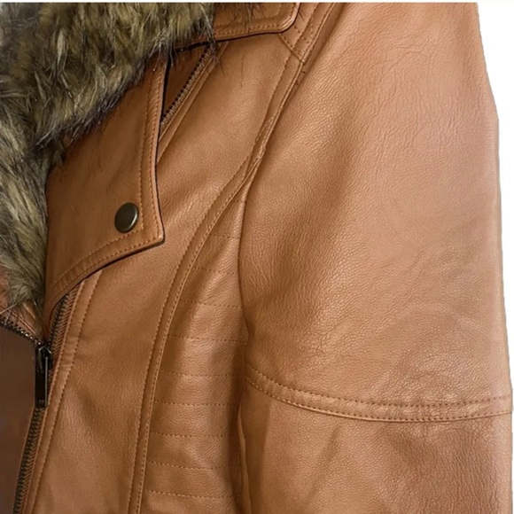 Love Tree Women's Moto Jacket Brown Faux Leather Full Zipper Size Medium - Picture 7 of 11